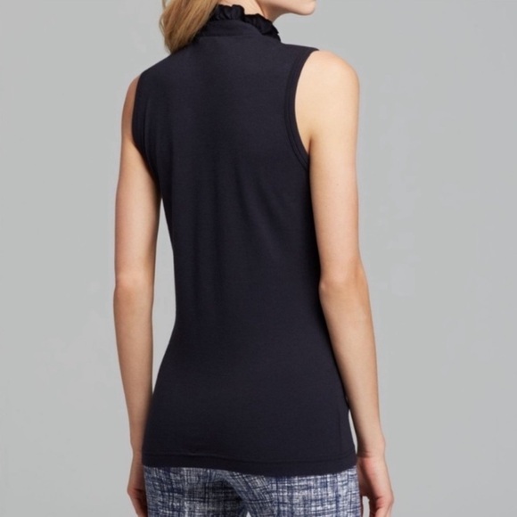 Tory Burch Lidia Ruffle-Placket Polo Blue - Picture 2 of 8